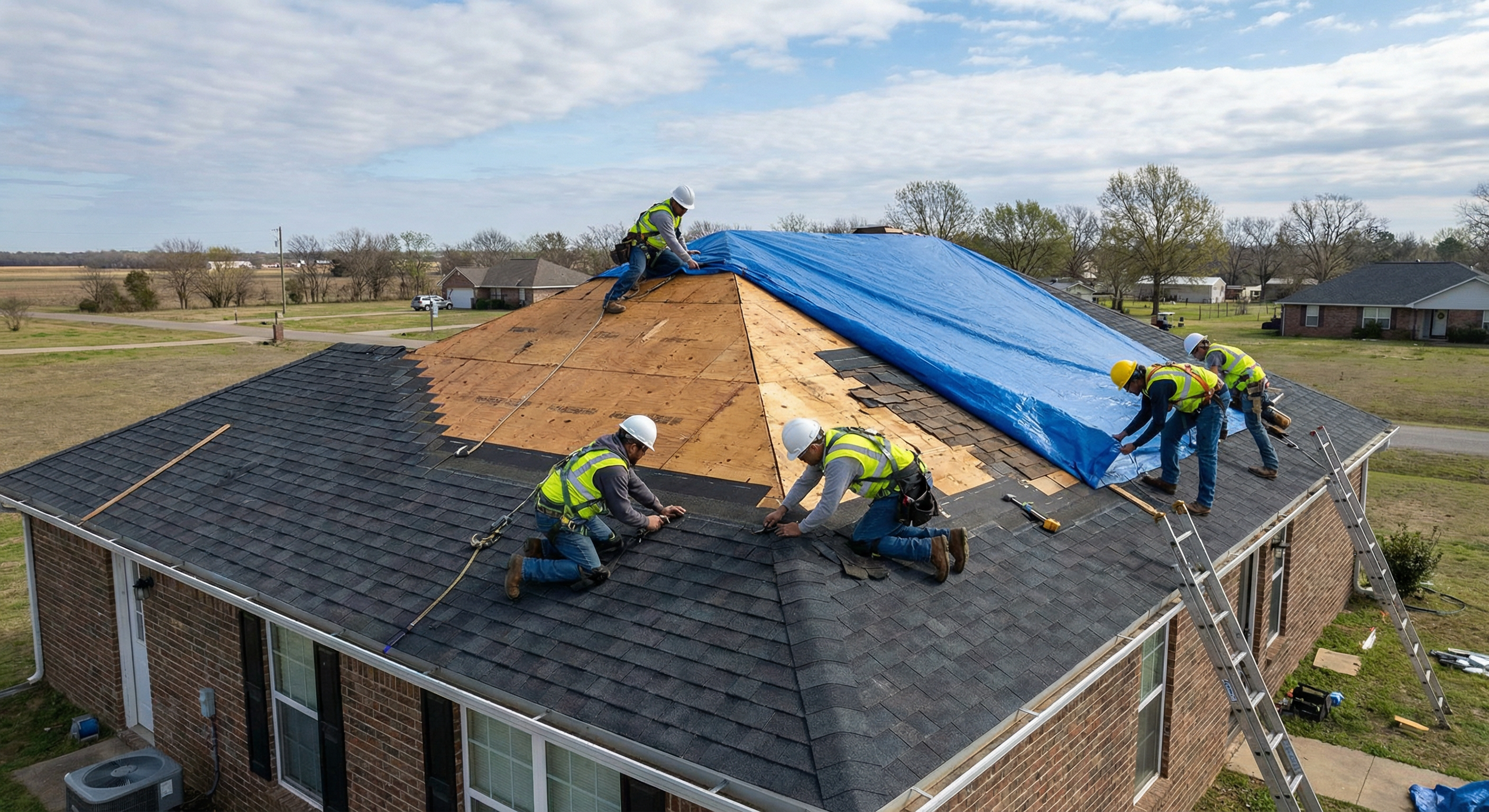 Southeast Arkansas Disaster Cleanup crew working on storm damage